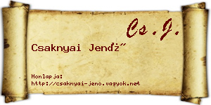 Csaknyai Jenő névjegykártya